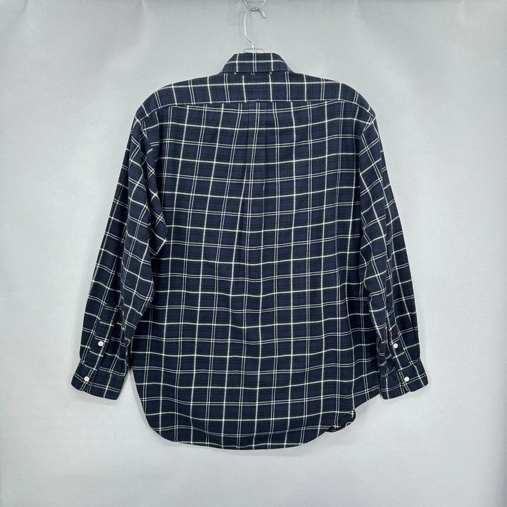 Vintage Ralph Lauren Shirt‎ Mens Medium Blue Green Plaid Tartan Blaire Oversized